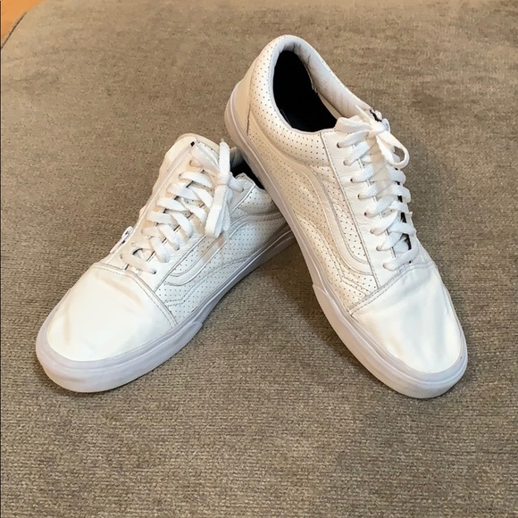 mens white leather vans old skool